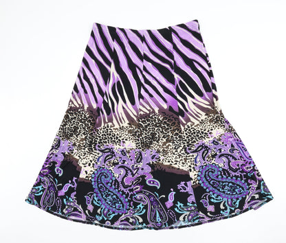 BASSINI Womens Multicoloured Geometric Polyester Flare Skirt Size 18 - Leopard Print, Paisley, Zebra Print
