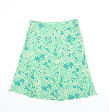 H&M Womens Green Geometric Viscose Flare Skirt Size 10