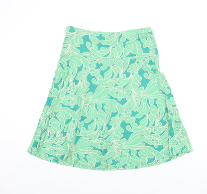 H&M Womens Green Geometric Viscose Flare Skirt Size 10