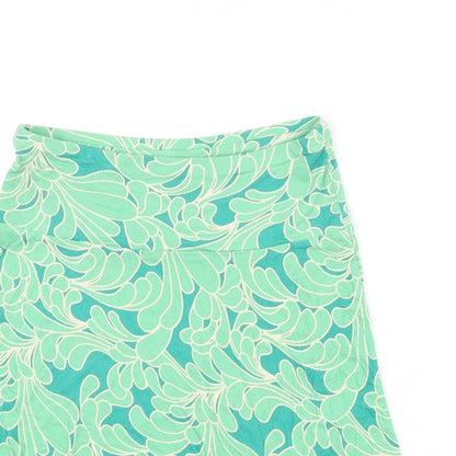 H&M Womens Green Geometric Viscose Flare Skirt Size 10