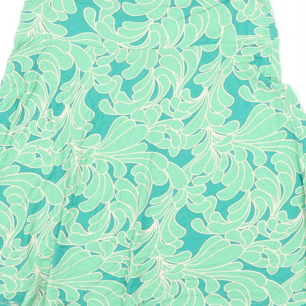 H&M Womens Green Geometric Viscose Flare Skirt Size 10