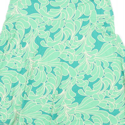 H&M Womens Green Geometric Viscose Flare Skirt Size 10
