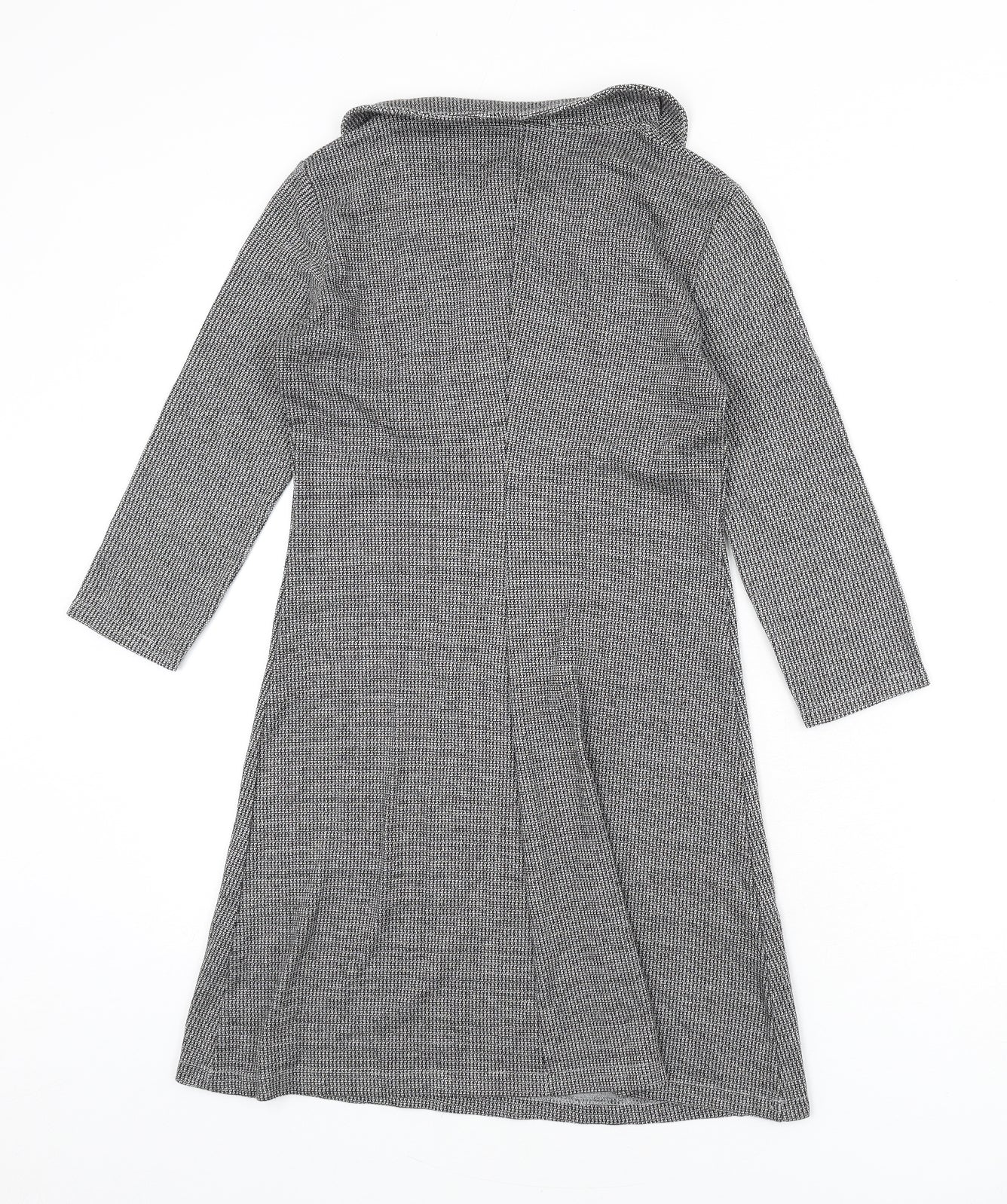 Mango Womens Black Houndstooth Polyester A-Line Size 2XS Collared Pullover
