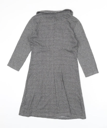 Mango Womens Black Houndstooth Polyester A-Line Size 2XS Collared Pullover