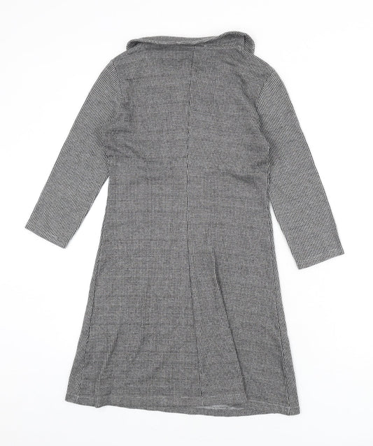 Mango Womens Black Houndstooth Polyester A-Line Size 2XS Collared Pullover