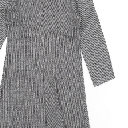 Mango Womens Black Houndstooth Polyester A-Line Size 2XS Collared Pullover