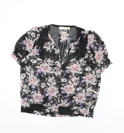 Womens UK Size S Pins & Needles Black Basic Button-Up
