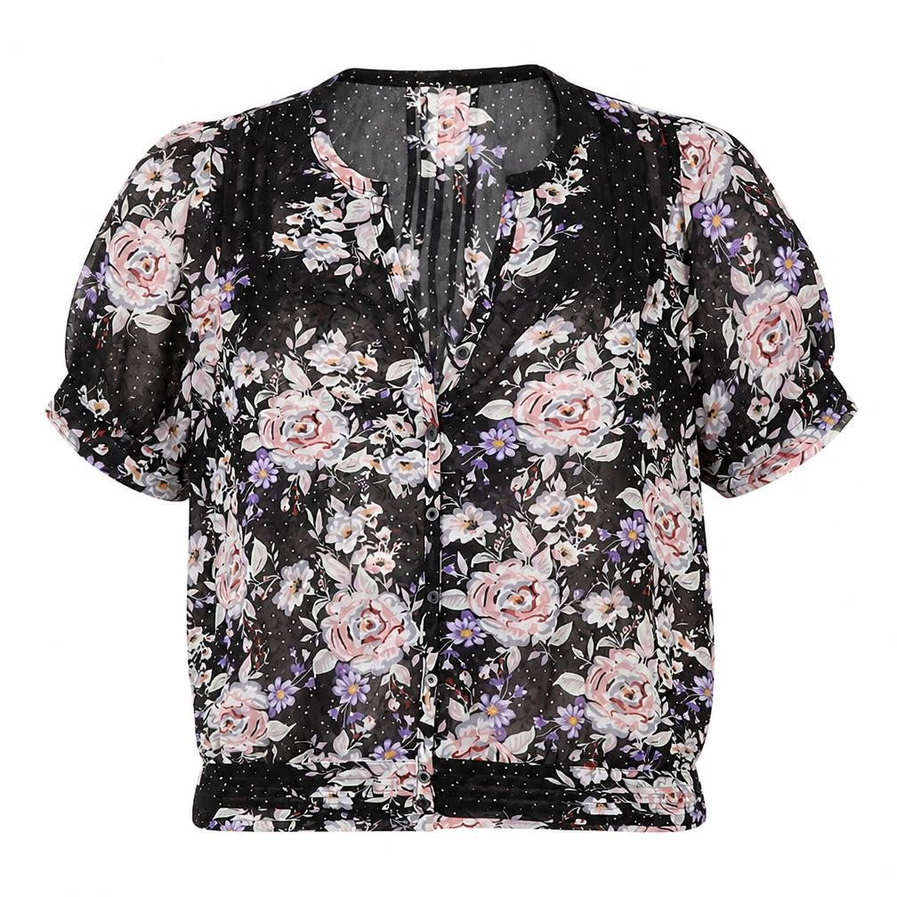 Womens UK Size S Pins & Needles Black Basic Button-Up