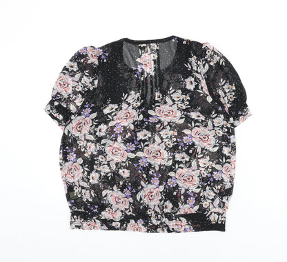 Womens UK Size S Pins & Needles Black Basic Button-Up