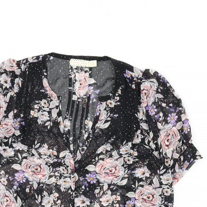 Womens UK Size S Pins & Needles Black Basic Button-Up
