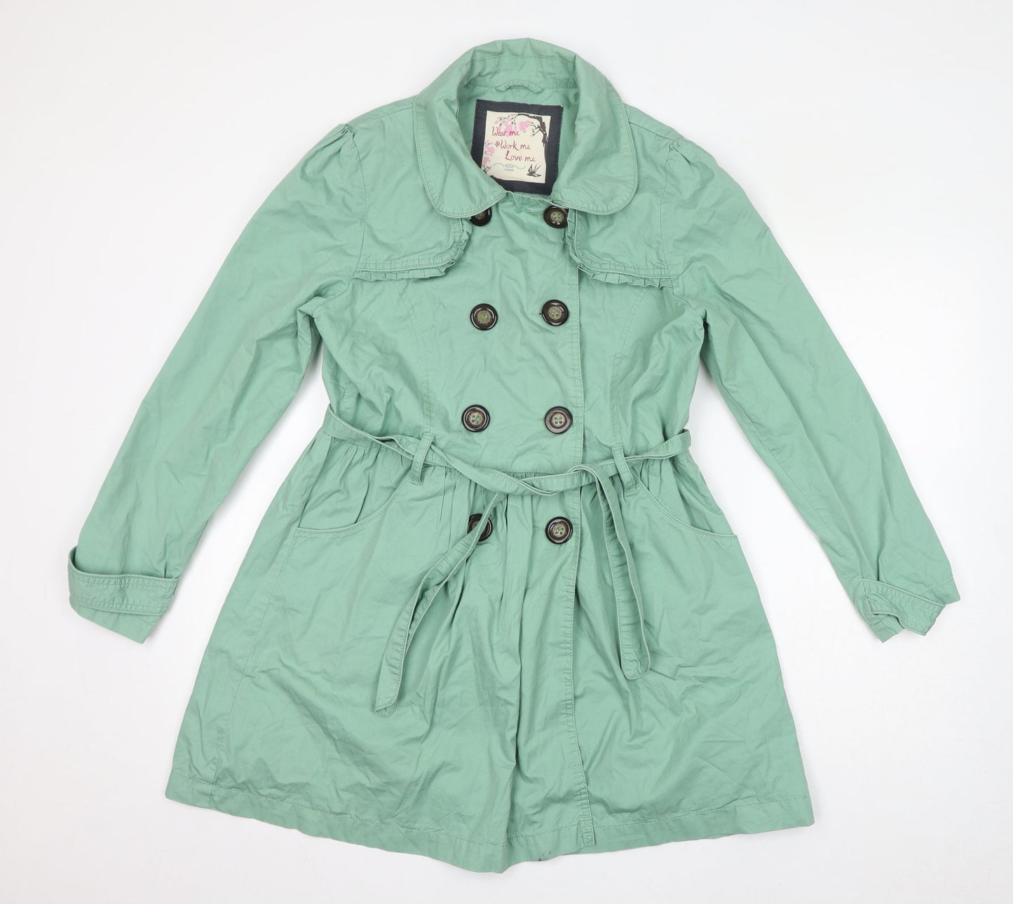 Womens UK Size 14 New Look Green Overcoat