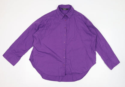 Silkroad Daughters Womens Purple Cotton Basic Button-Up Size 12 Collared