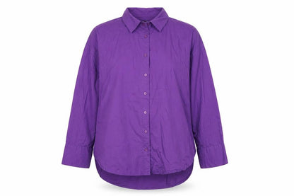 Silkroad Daughters Womens Purple Cotton Basic Button-Up Size 12 Collared