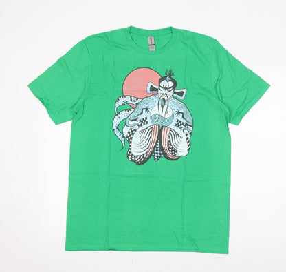 Womens UK Size L Gildan Green Basic T-Shirt