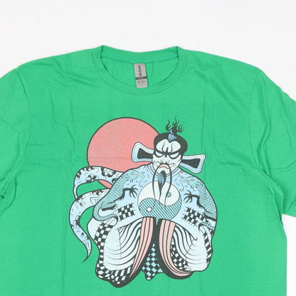 Womens UK Size L Gildan Green Basic T-Shirt