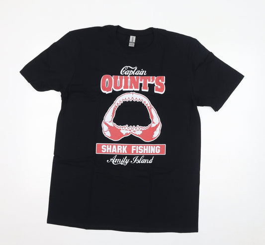 Womens UK Size L Gildan Black Basic T-Shirt
