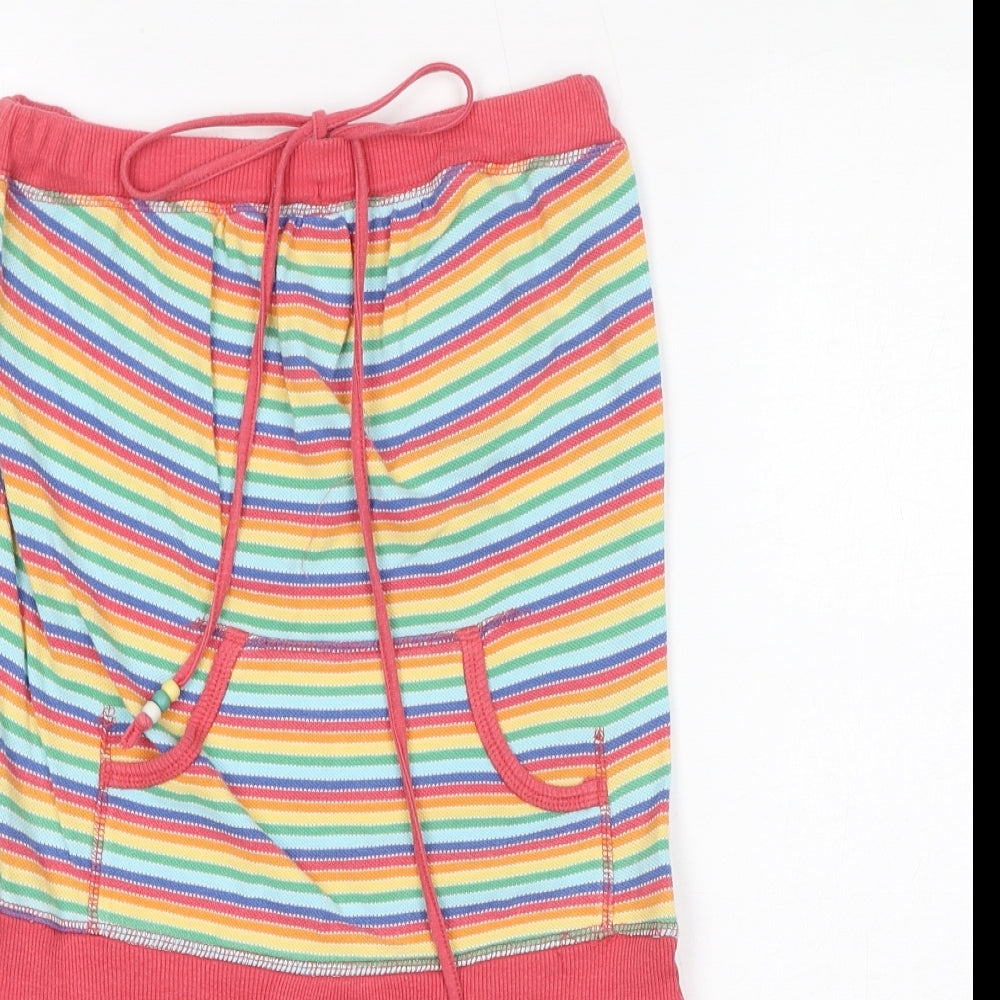 Just Jeans Womens Multicoloured Striped Cotton A-Line Size XS Off the Shoulder Drawstring - Beads, Pockets