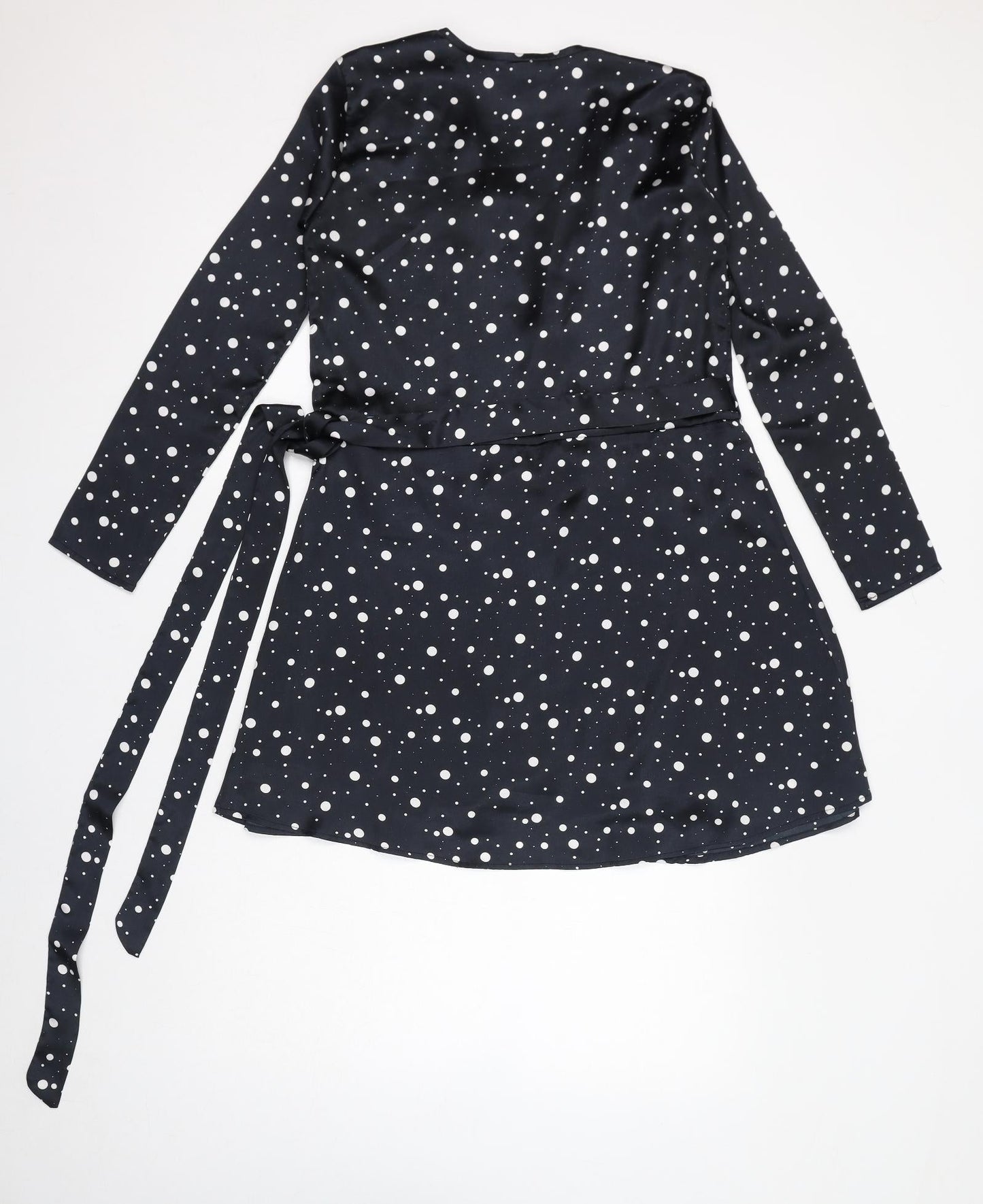 Dancing Leopard Womens Black Polka Dot Polyester A-Line Size 8 V-Neck Tie