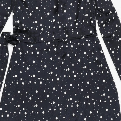 Dancing Leopard Womens Black Polka Dot Polyester A-Line Size 8 V-Neck Tie