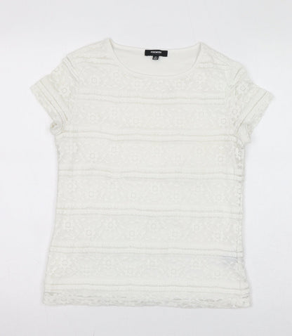 Womens UK Size XS Premise White Basic T-Shirt