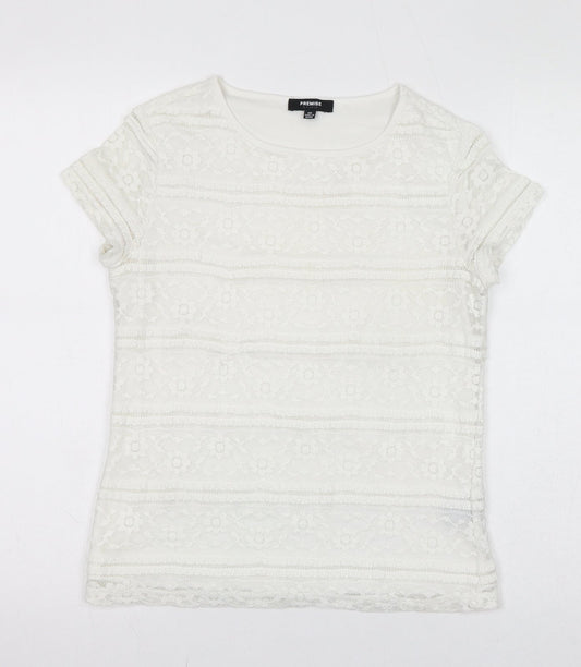 Womens UK Size XS Premise White Basic T-Shirt