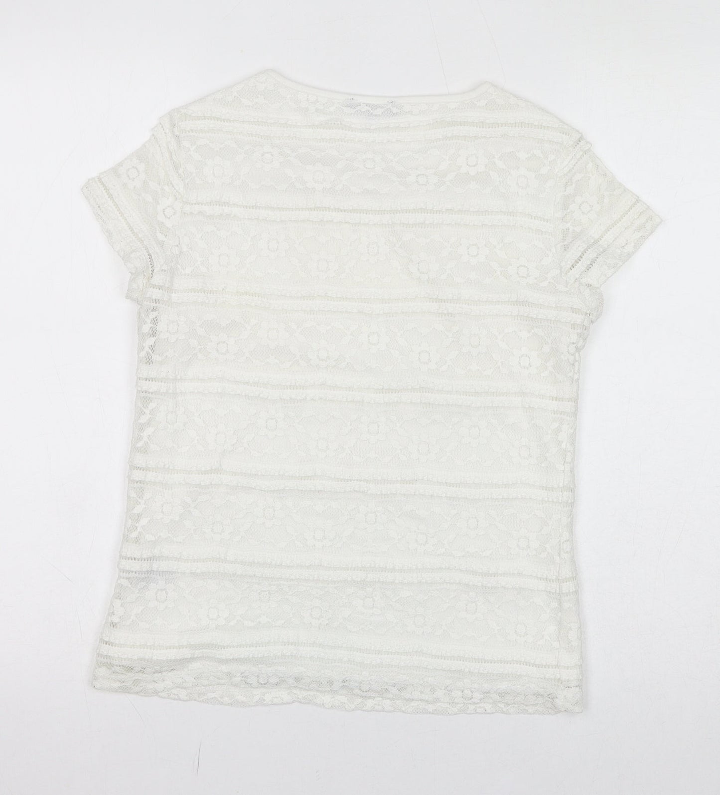 Womens UK Size XS Premise White Basic T-Shirt