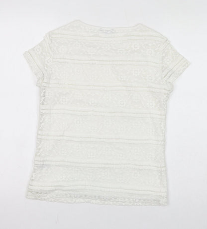 Womens UK Size XS Premise White Basic T-Shirt