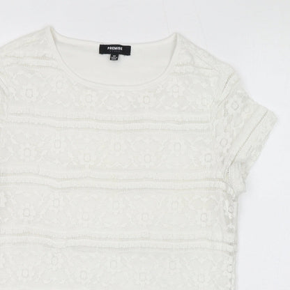 Womens UK Size XS Premise White Basic T-Shirt