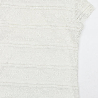 Womens UK Size XS Premise White Basic T-Shirt