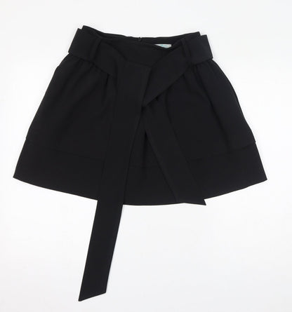 Monsoon Womens Black Polyester A-Line Skirt Size 6 Zip - Pockets, Belted