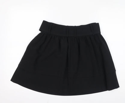 Monsoon Womens Black Polyester A-Line Skirt Size 6 Zip - Pockets, Belted