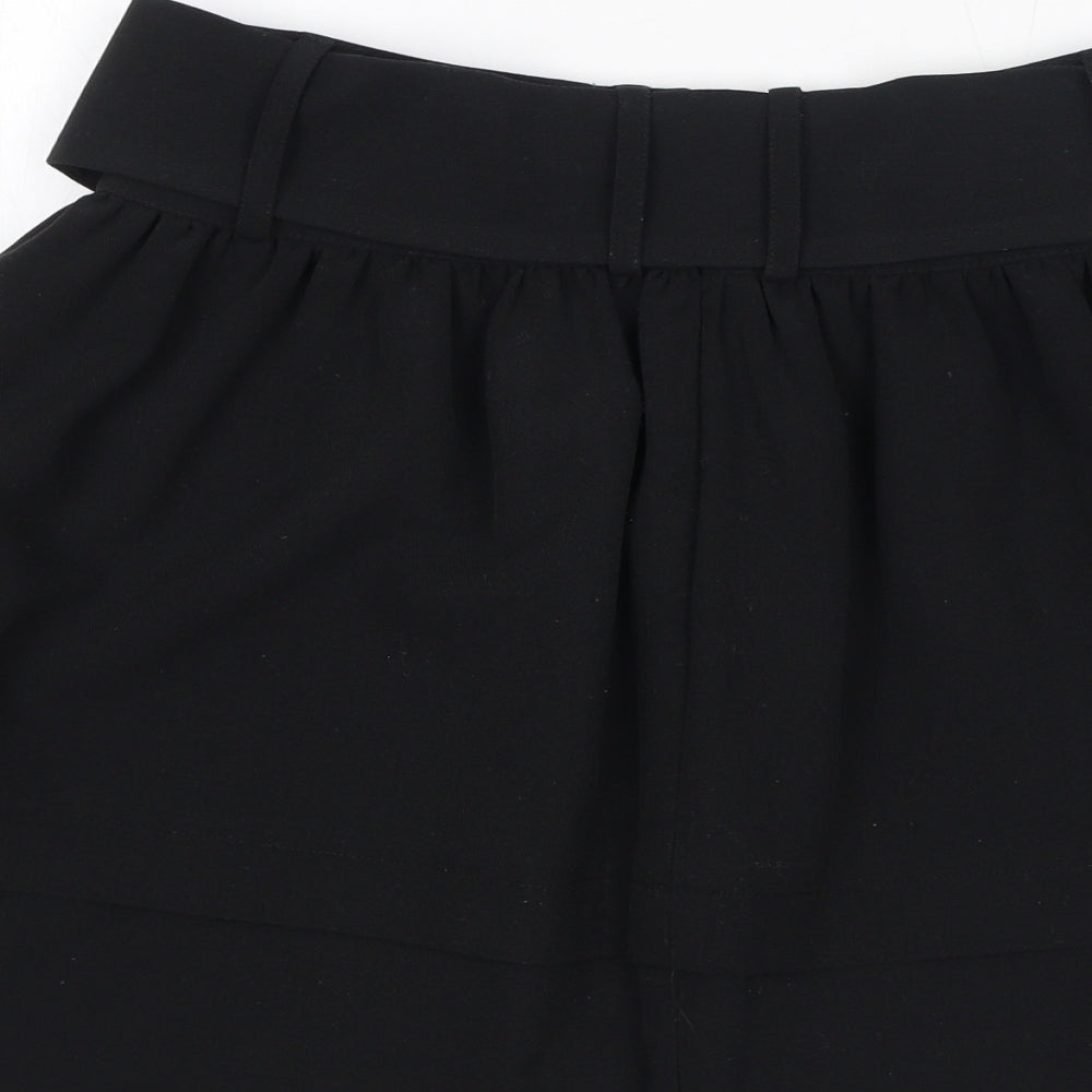 Monsoon Womens Black Polyester A-Line Skirt Size 6 Zip - Pockets, Belted