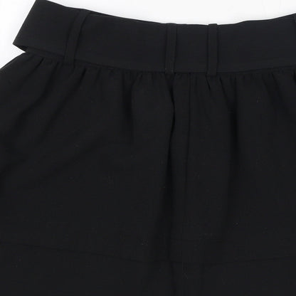 Monsoon Womens Black Polyester A-Line Skirt Size 6 Zip - Pockets, Belted