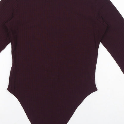 New Look Womens Red Polyester Bodysuit One-Piece Size 10 Button