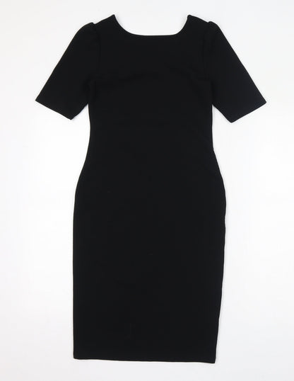 Dorothy Perkins Womens Black Polyester Bodycon Size 8 Round Neck Pullover
