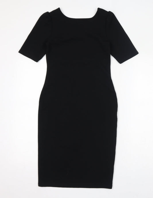 Dorothy Perkins Womens Black Polyester Bodycon Size 8 Round Neck Pullover