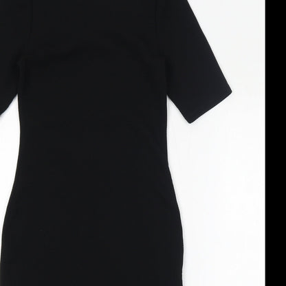 Dorothy Perkins Womens Black Polyester Bodycon Size 8 Round Neck Pullover