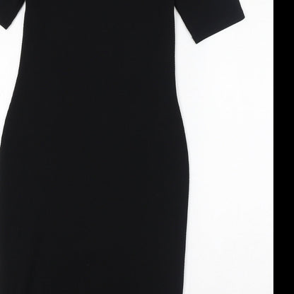 Dorothy Perkins Womens Black Polyester Bodycon Size 8 Round Neck Pullover