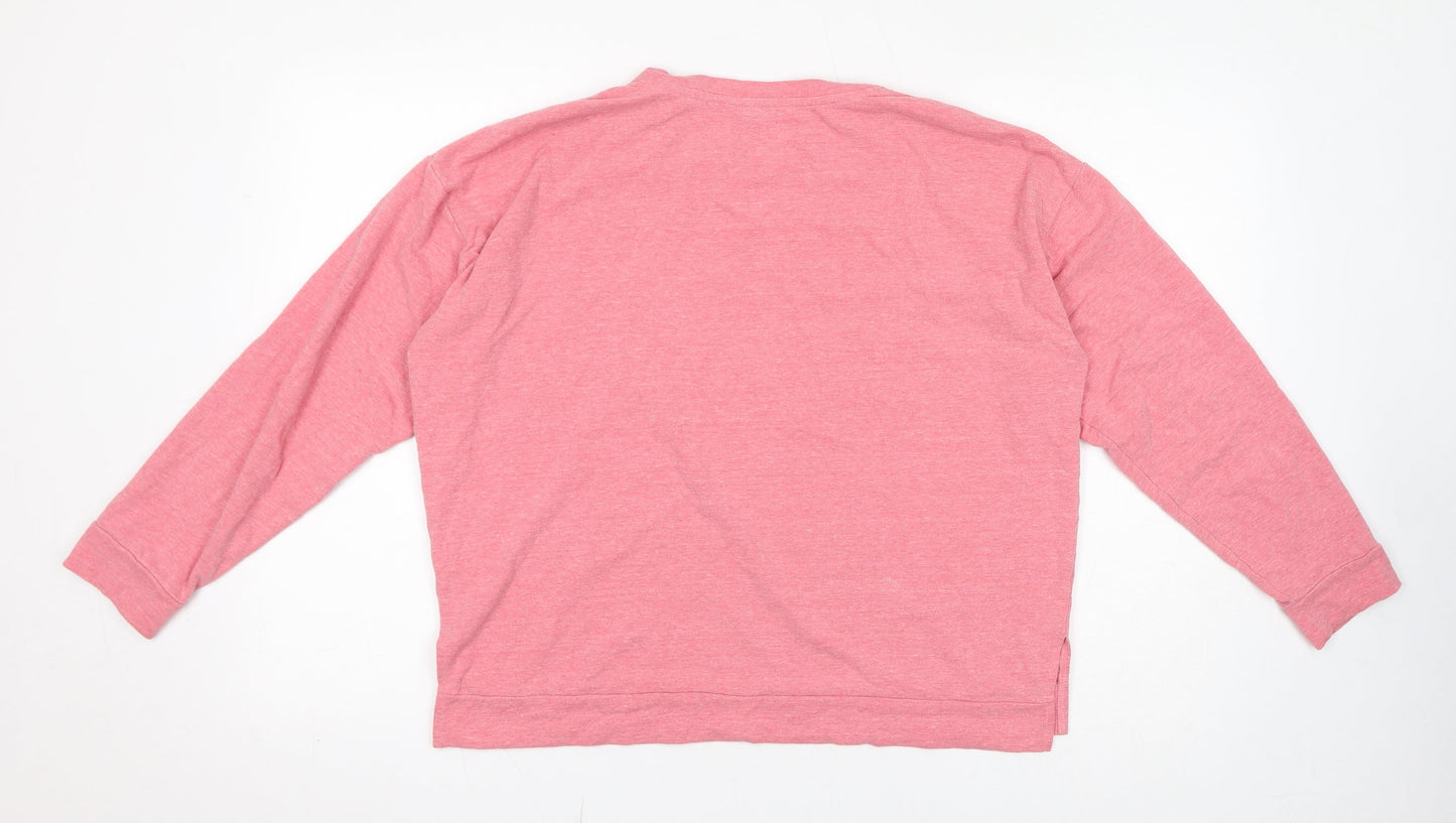 M&Co Womens Pink Cotton Pullover Sweatshirt Size 14 Pullover