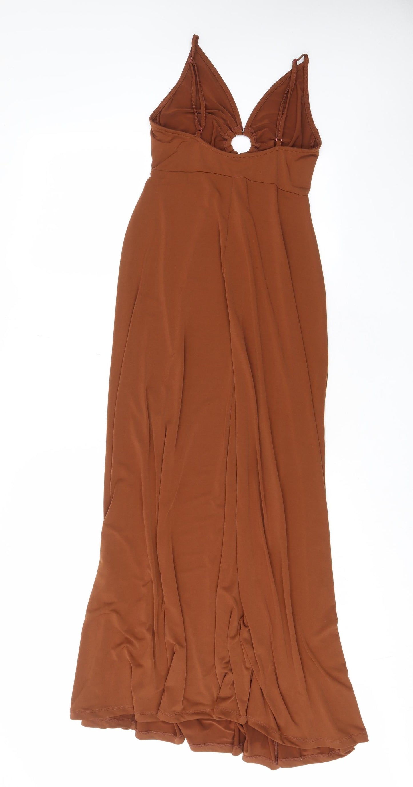 ASOS Womens Brown Polyester A-Line Size 8 V-Neck Pullover - Keyhole neck, Slits