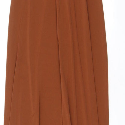ASOS Womens Brown Polyester A-Line Size 8 V-Neck Pullover - Keyhole neck, Slits