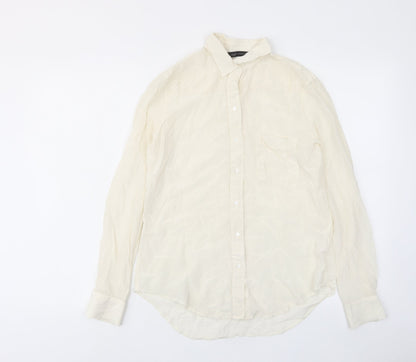 Womens UK Size M Zara Ivory Basic Button-Up