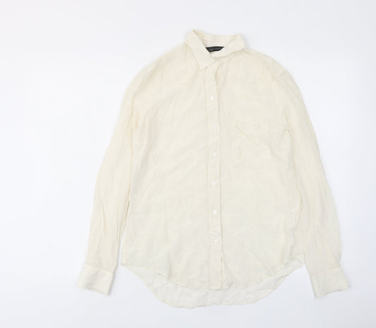 Womens UK Size M Zara Ivory Basic Button-Up