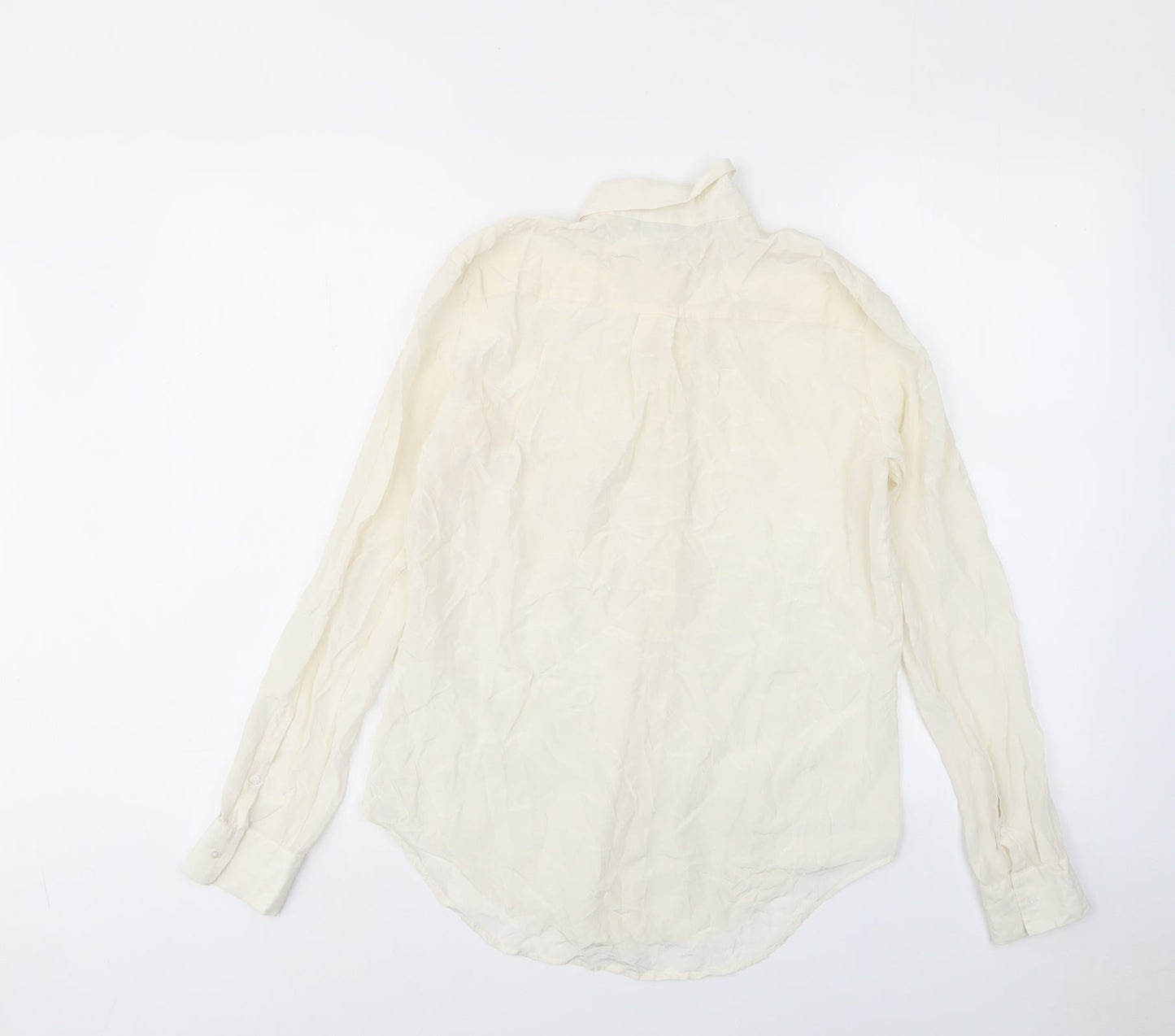 Womens UK Size M Zara Ivory Basic Button-Up