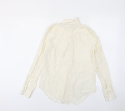 Womens UK Size M Zara Ivory Basic Button-Up