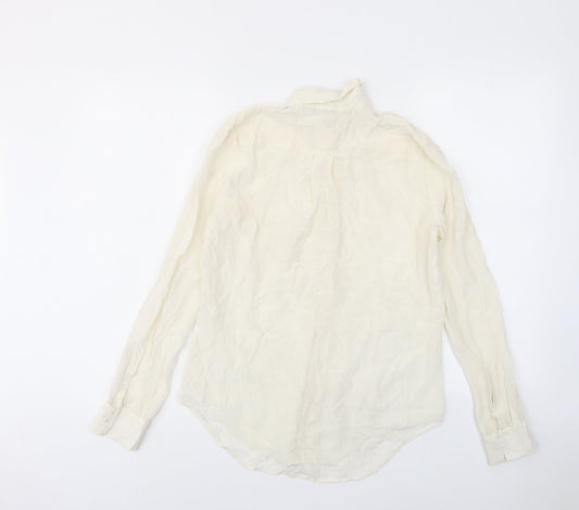 Womens UK Size M Zara Ivory Basic Button-Up