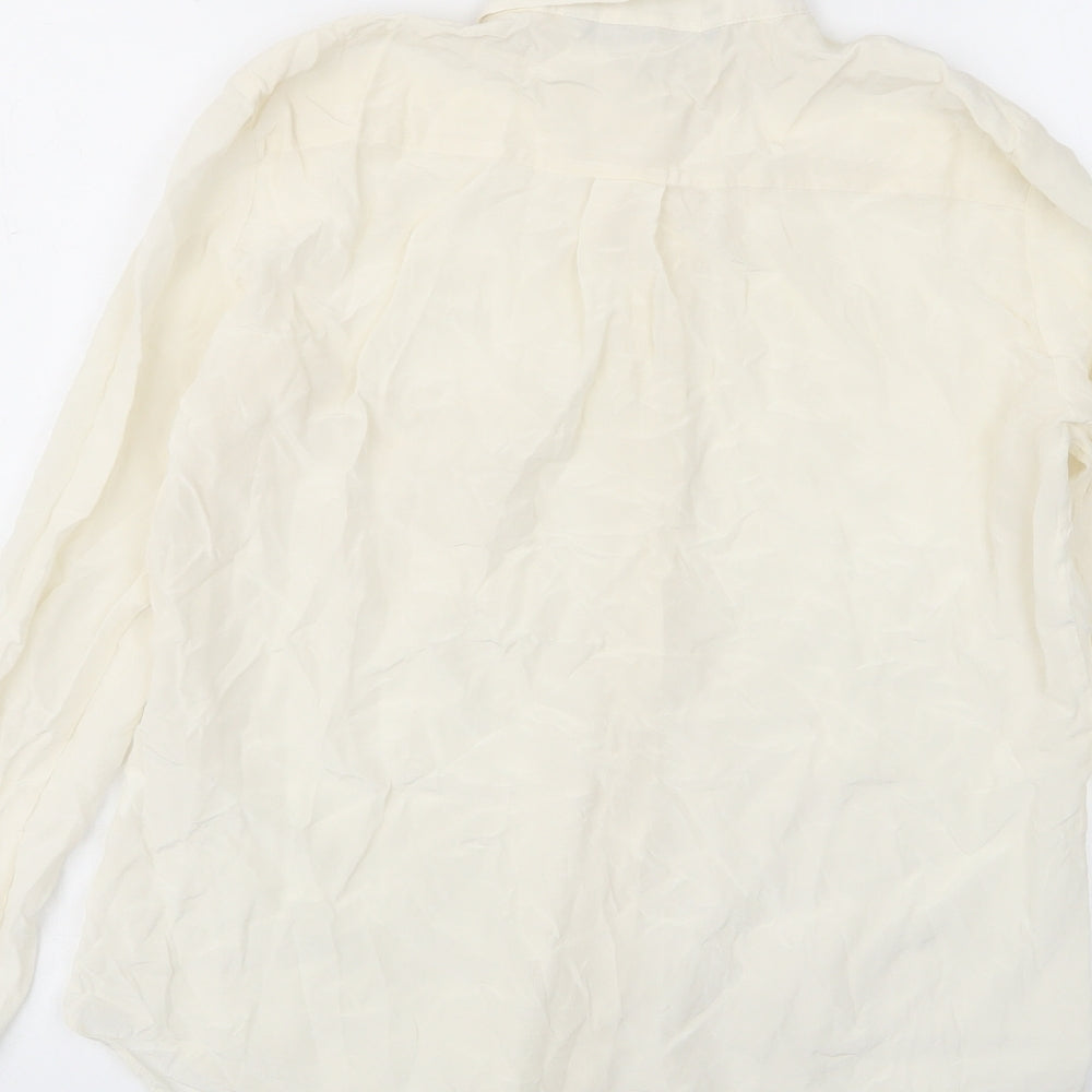 Womens UK Size M Zara Ivory Basic Button-Up