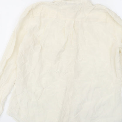 Womens UK Size M Zara Ivory Basic Button-Up