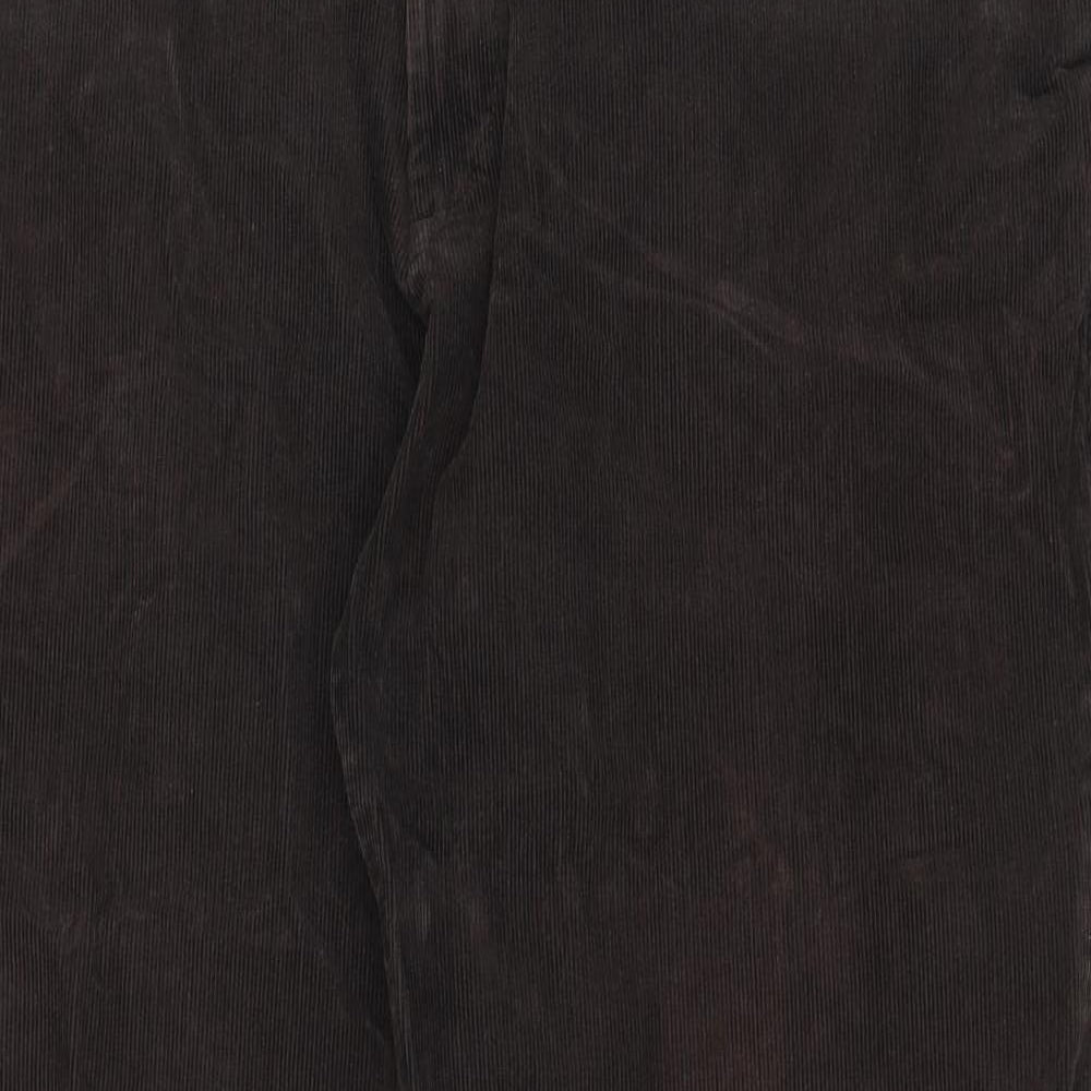 Marks and Spencer Mens Brown Cotton Trousers Size 42 in L33 in Regular Zip - Pockets, Belt Loops