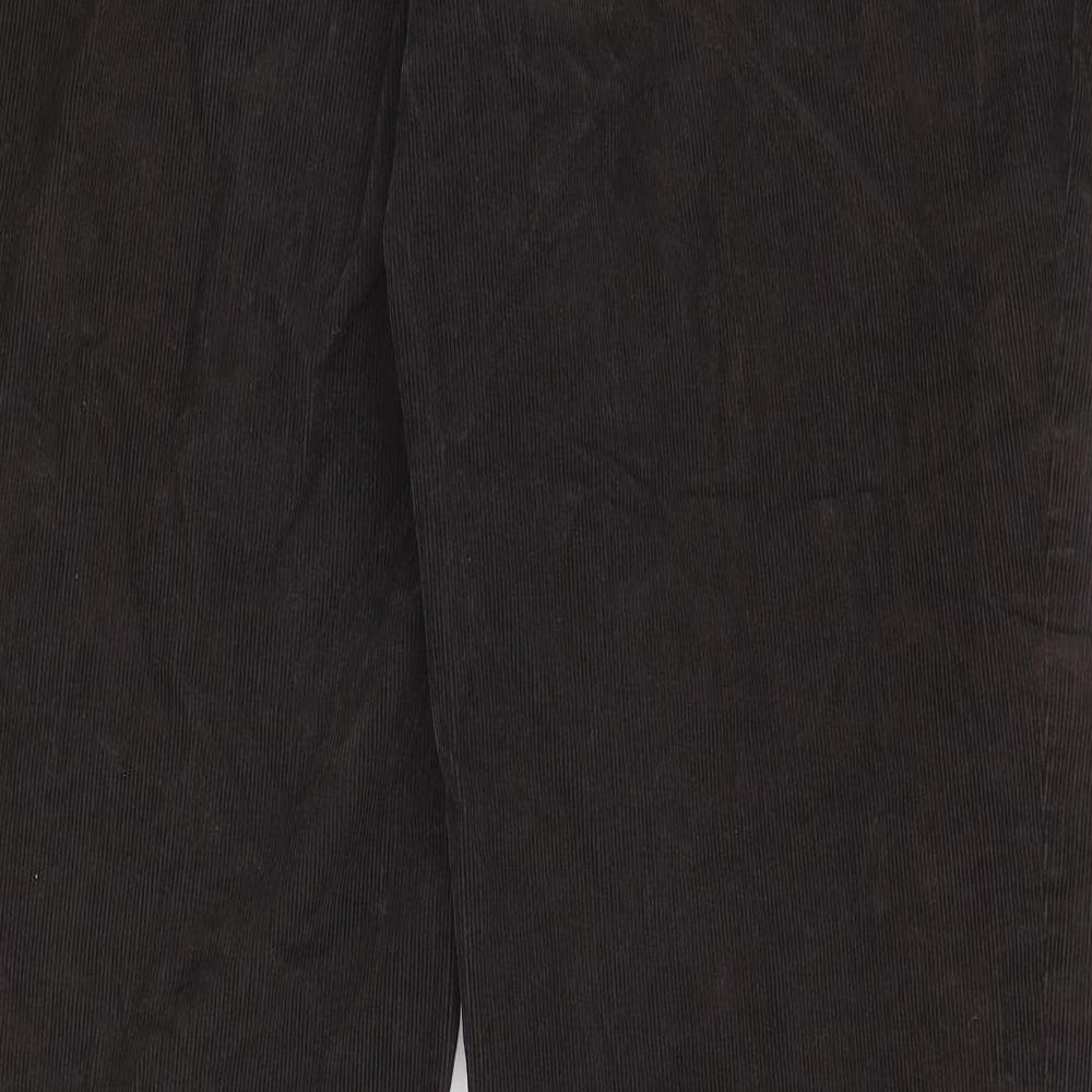 Marks and Spencer Mens Brown Cotton Trousers Size 42 in L33 in Regular Zip - Pockets, Belt Loops